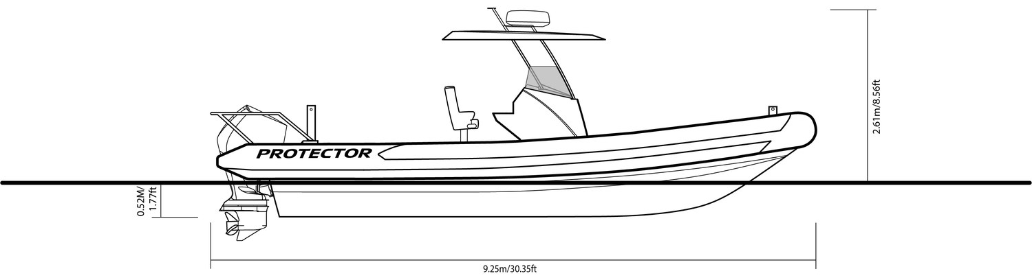 310 Chase side-profile drawing with dimensions