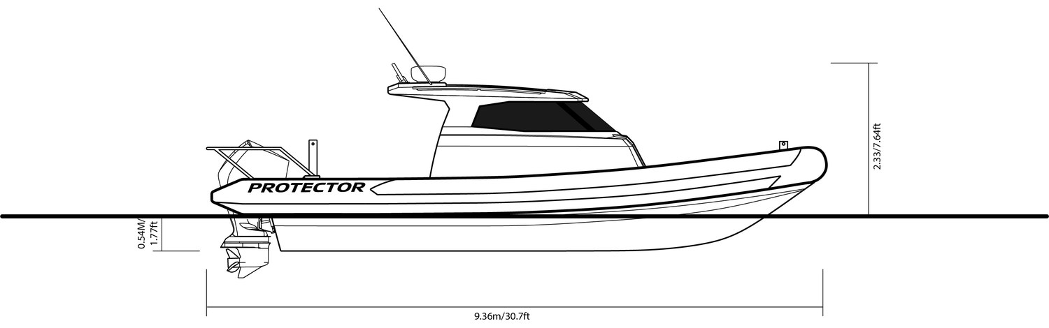 310 Targa side-profile drawing with dimensions