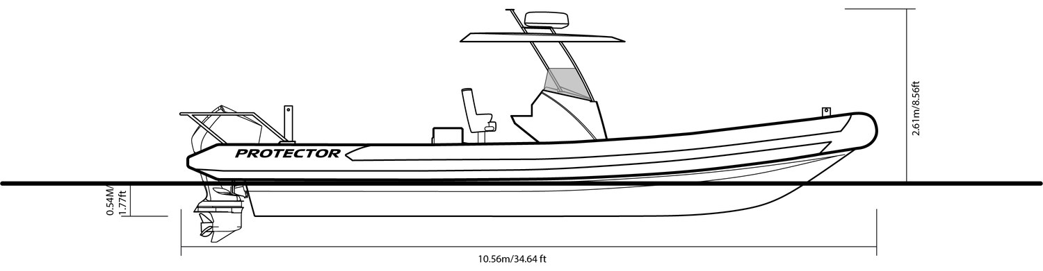 330 Chase side-profile drawing with dimensions