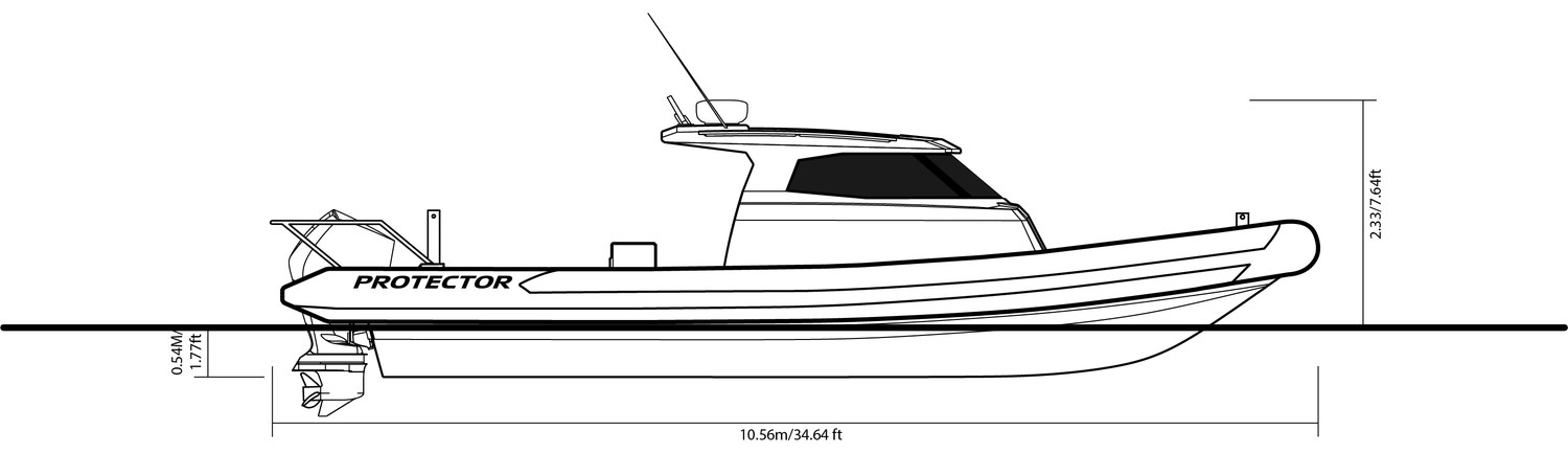 330 Targa side-profile drawing with dimensions