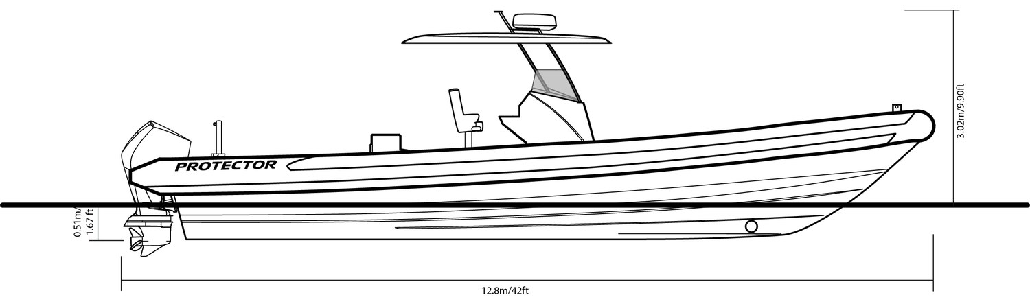 410 Chase side-profile drawing with dimensions