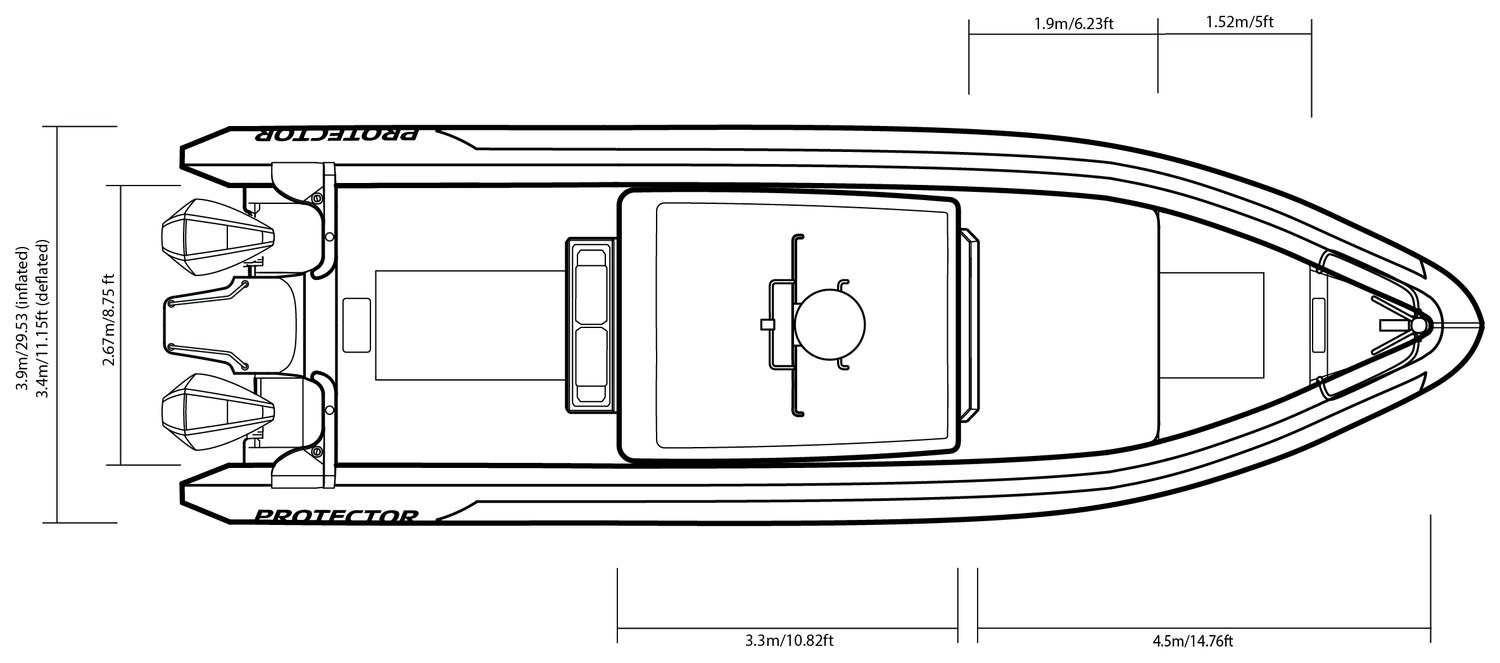 410 Chase top-view drawing with dimensions